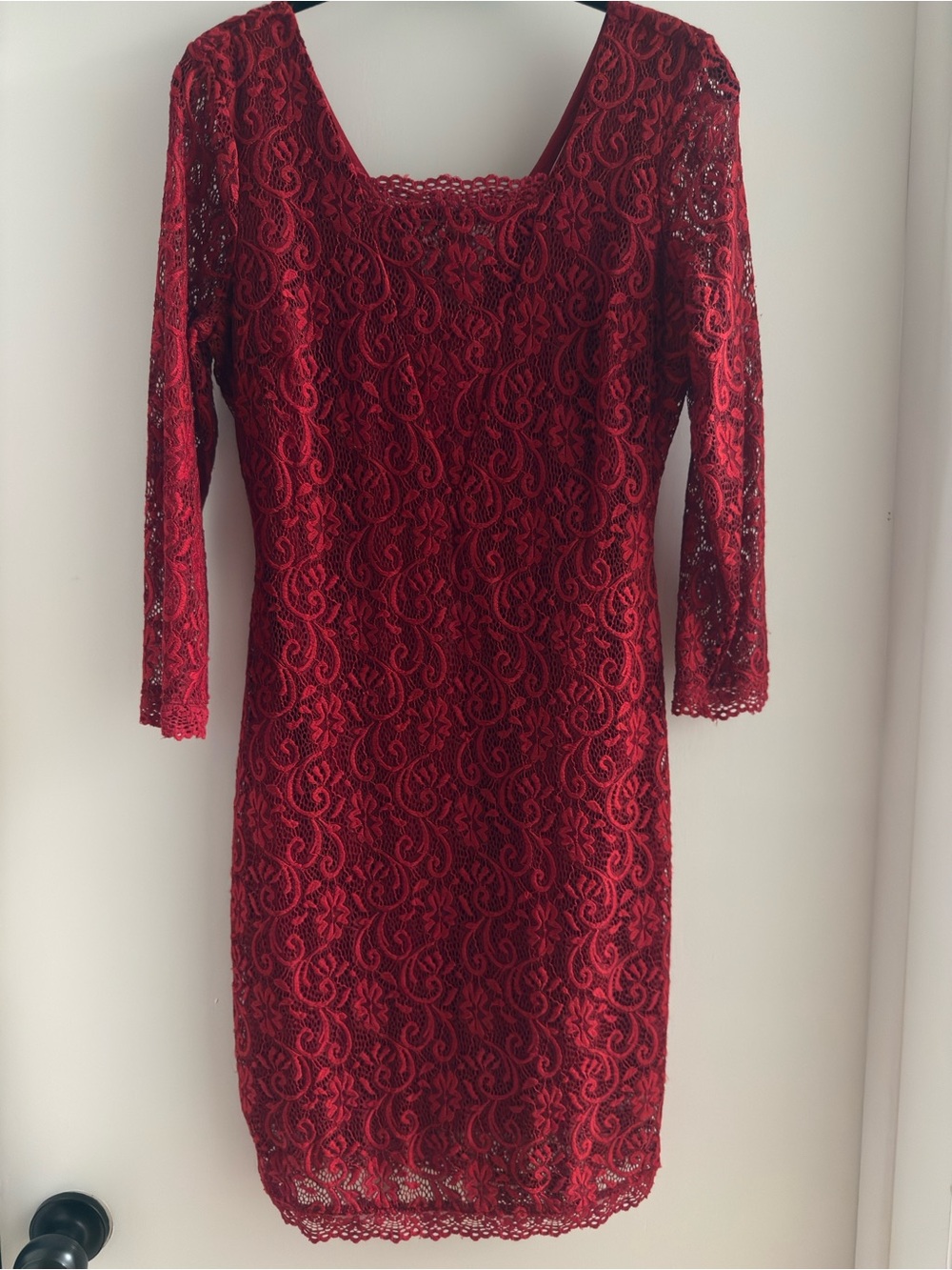 Candie's Red Lace Midi Sheath Dress